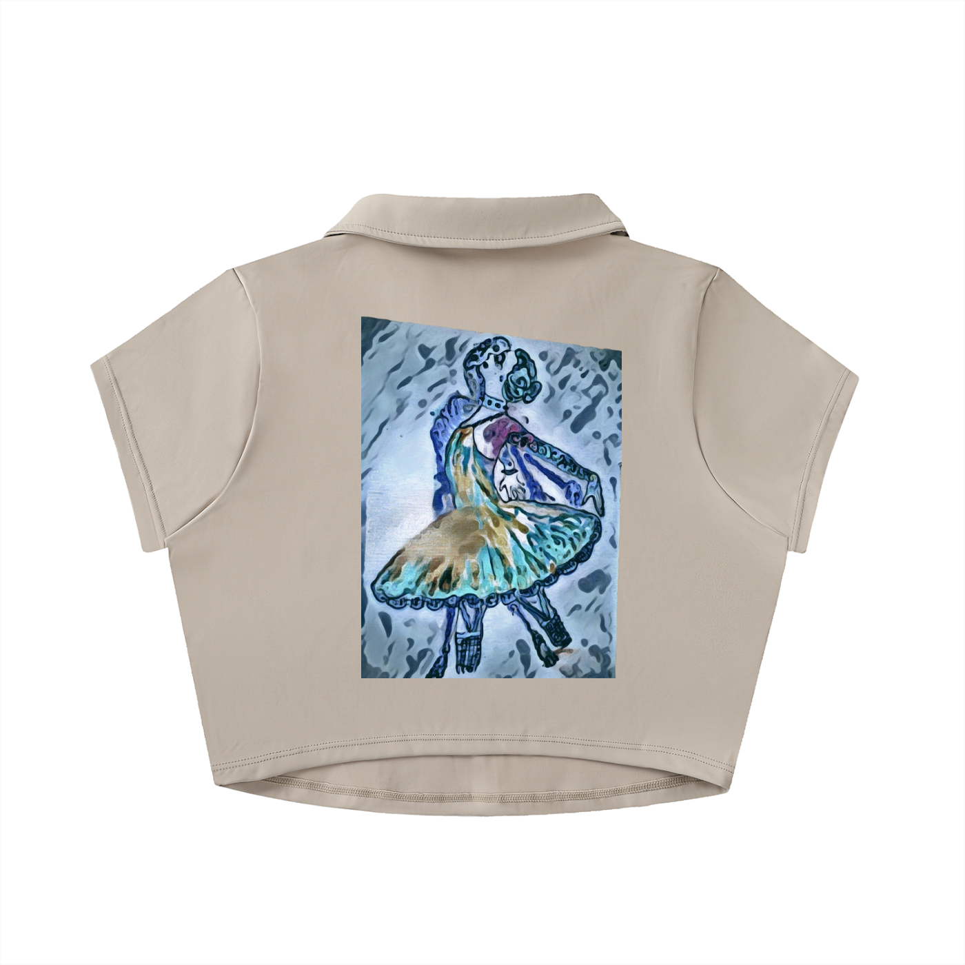 V-Neck Lapel Crop Top