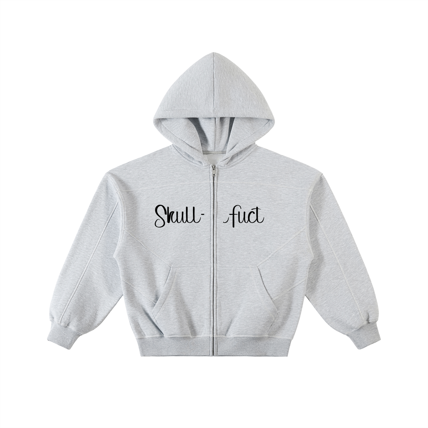 Contrast-Stitched Boxy Fleece Zip Hoodie