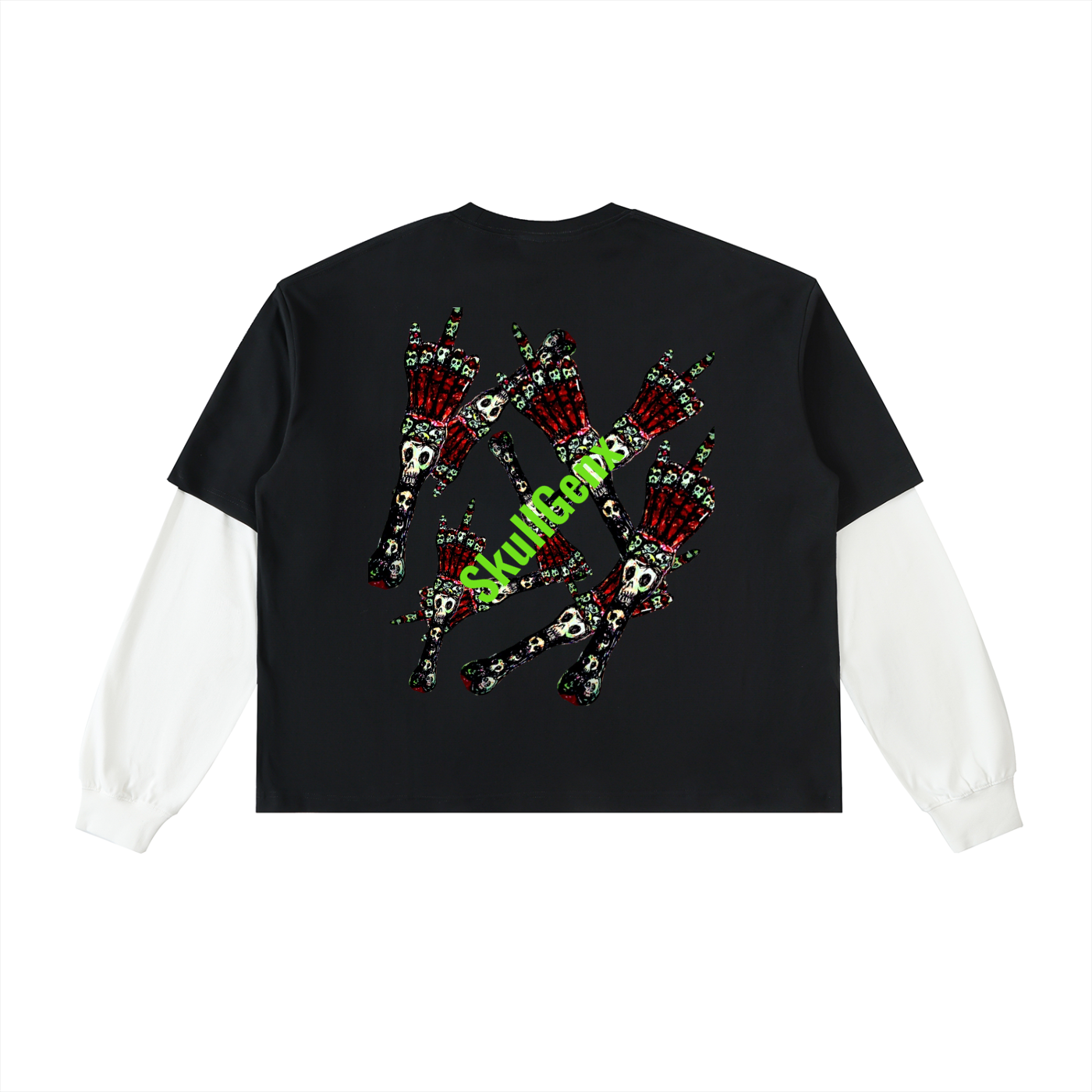 Layered Contrast Sleeve Cotton T-Shirt