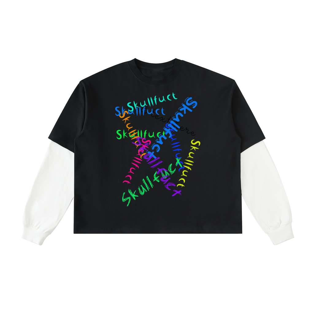 Layered Contrast Sleeve Cotton T-Shirt