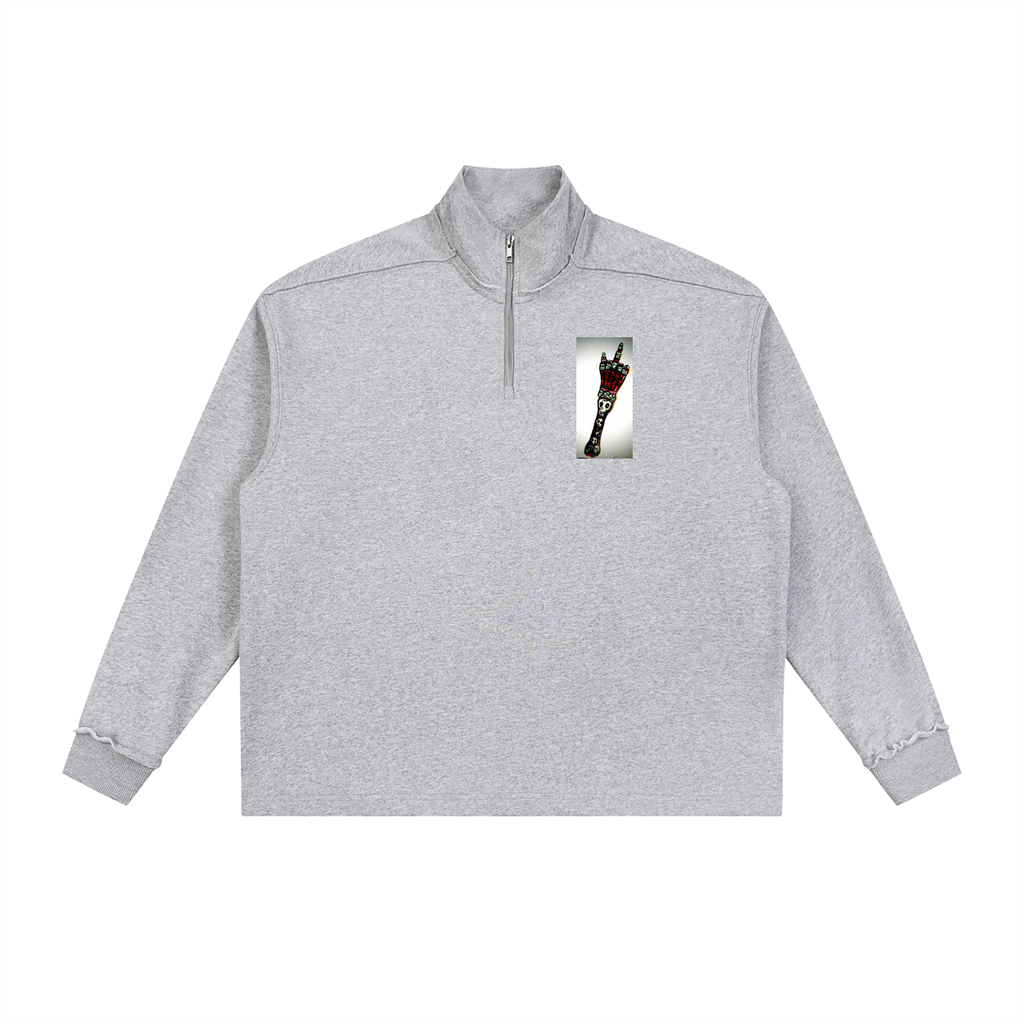 Half-Zip Rolled Edge Fleece Sweatshirt