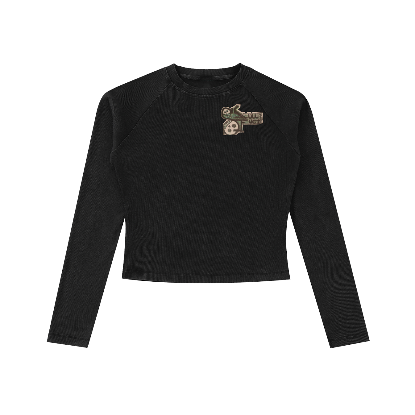 Dyed Washed Raglan Long Sleeve Slim T-Shirt