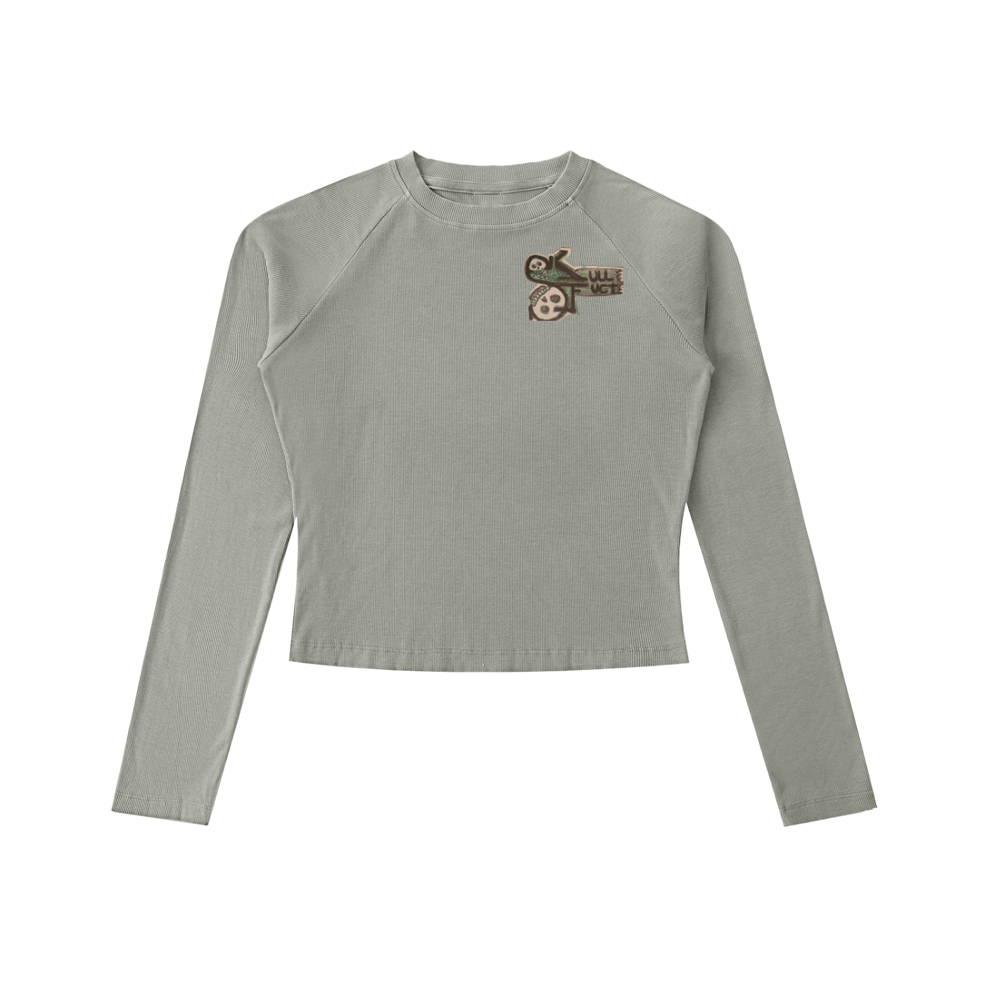 Dyed Washed Raglan Long Sleeve Slim T-Shirt