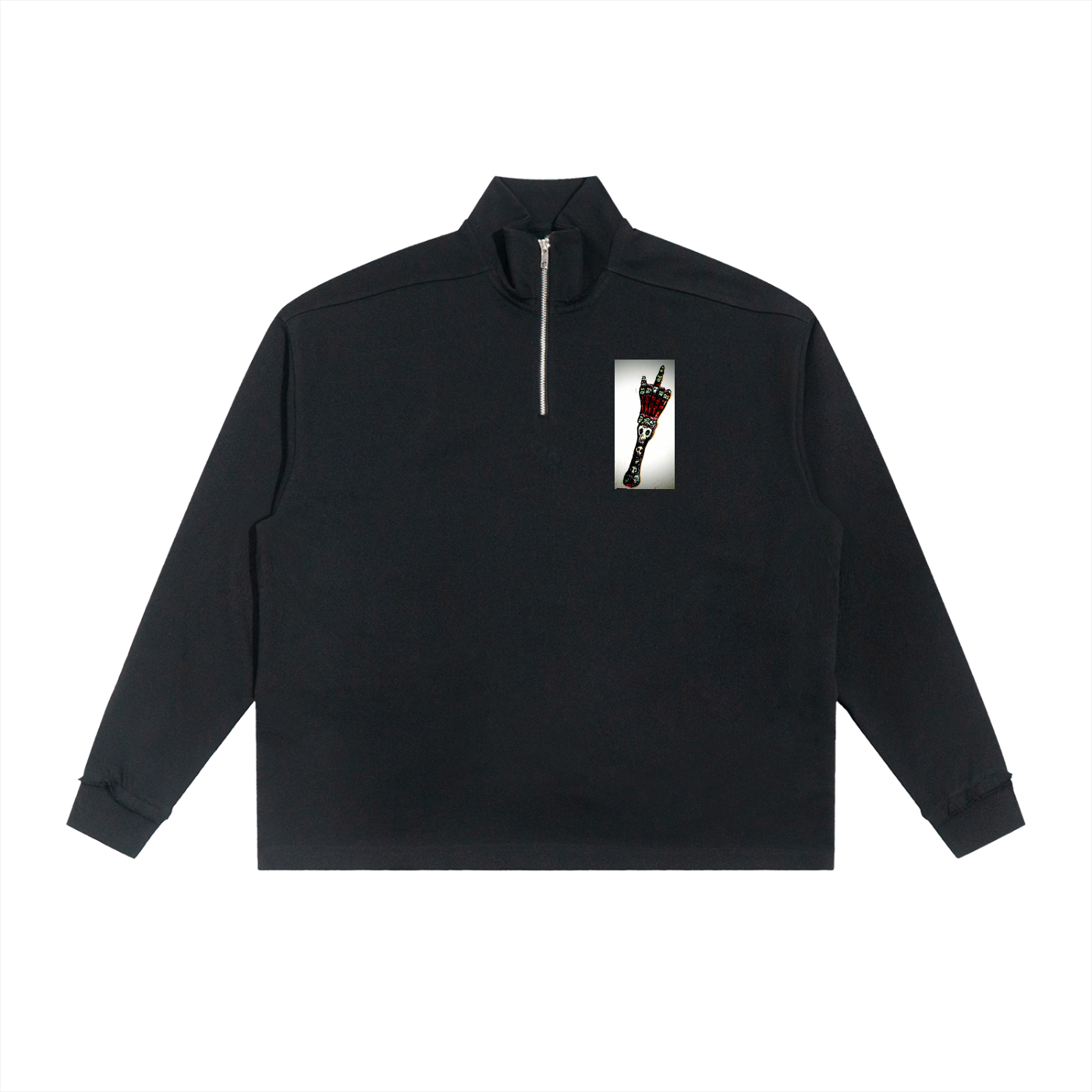 Half-Zip Rolled Edge Fleece Sweatshirt