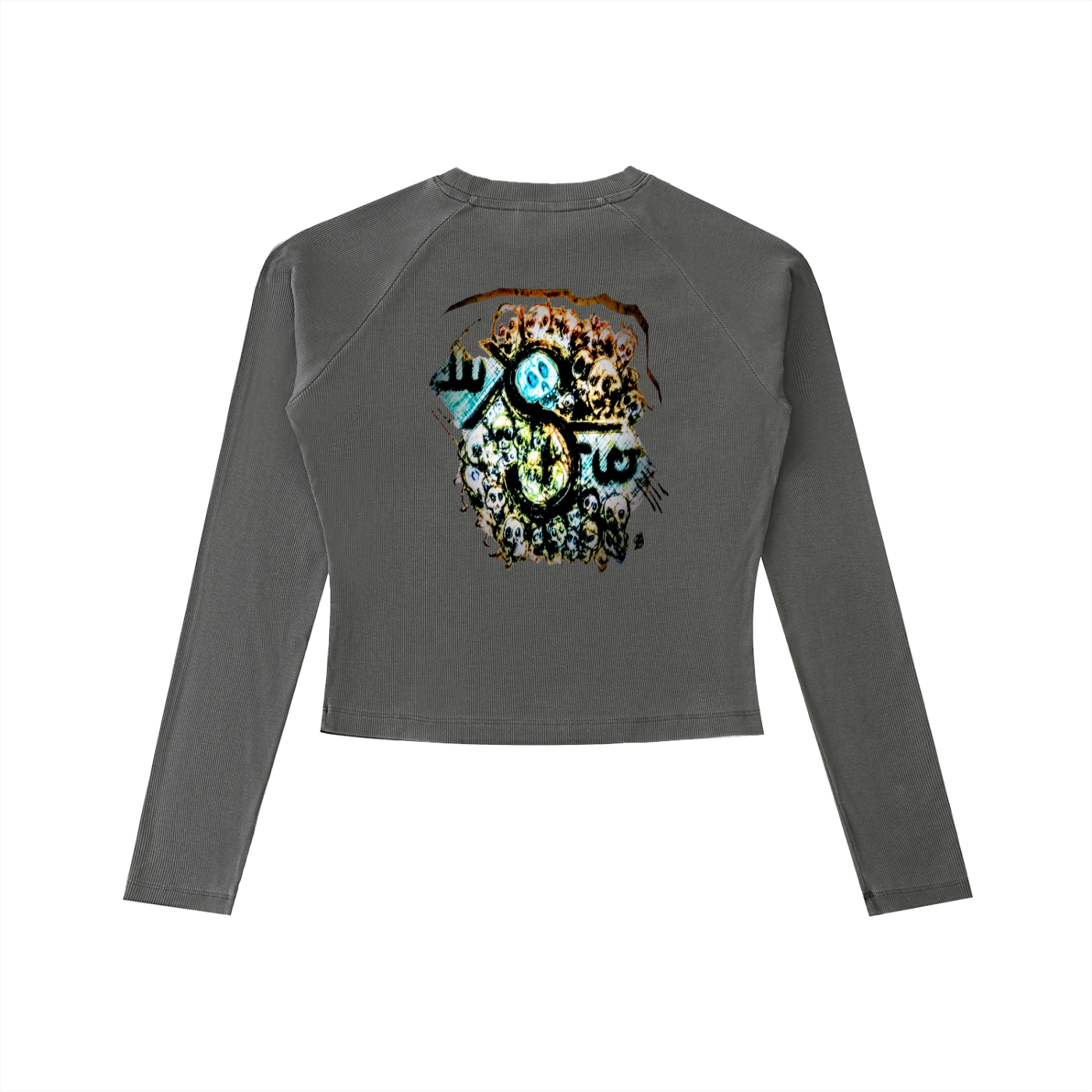 Dyed Washed Raglan Long Sleeve Slim T-Shirt