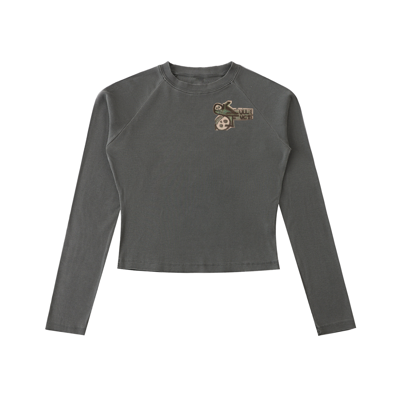 Dyed Washed Raglan Long Sleeve Slim T-Shirt