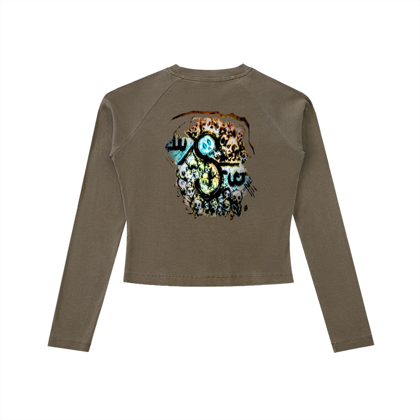 Dyed Washed Raglan Long Sleeve Slim T-Shirt