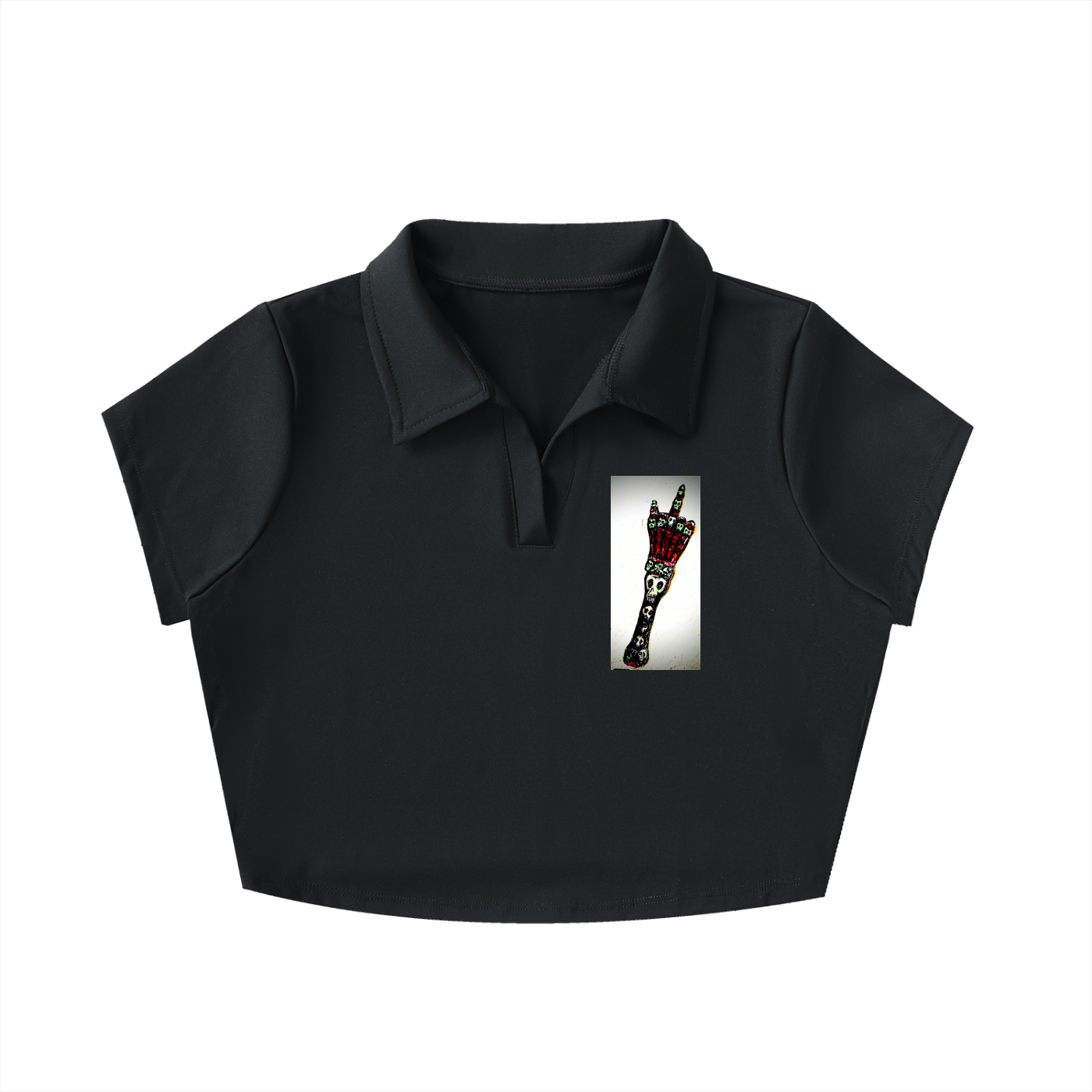 V-Neck Lapel Crop Top