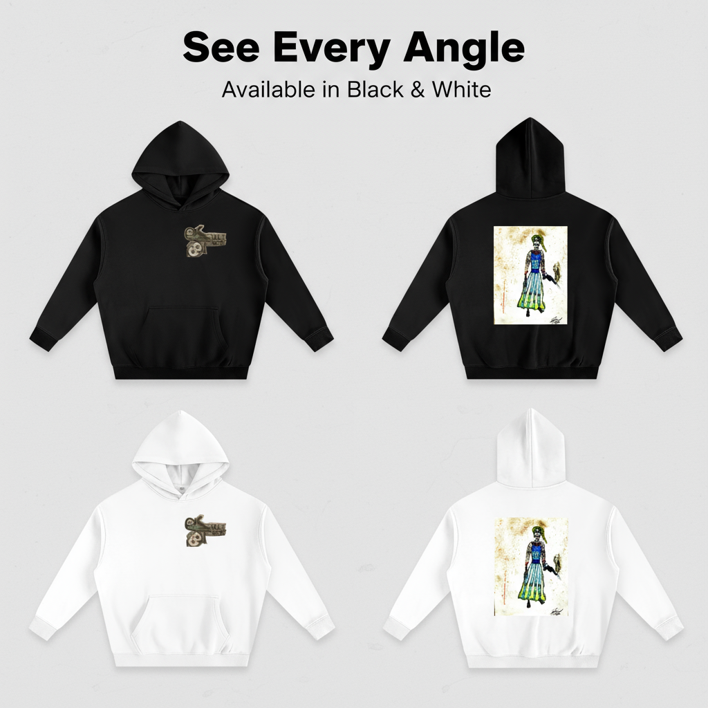 Oversize Fleeced Hoodie Front and Back